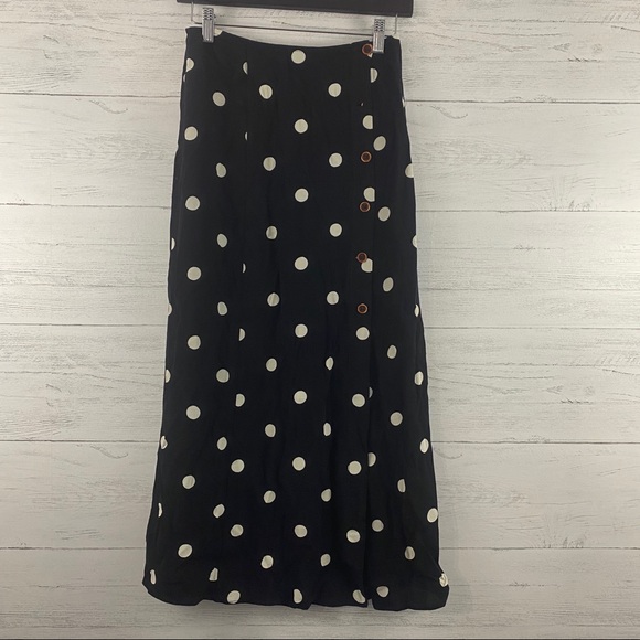 Free People Dresses & Skirts - Free People Black White Polka Dot Button Up Maxi
